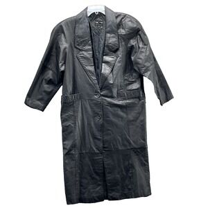 Vintage Pelle 100% Leather Trench Coat Womens Medium Y2k Moto Chic Corpcore 90's